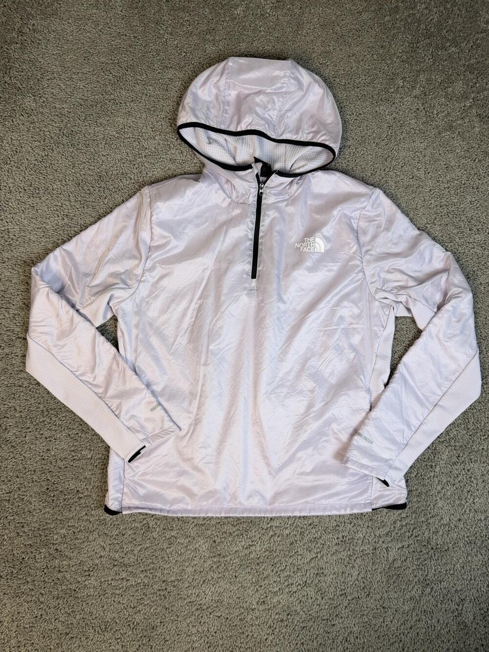 The North Face Jacket Womens L Purple Winter Warm Windbreaker Hooded 1/4 Zip